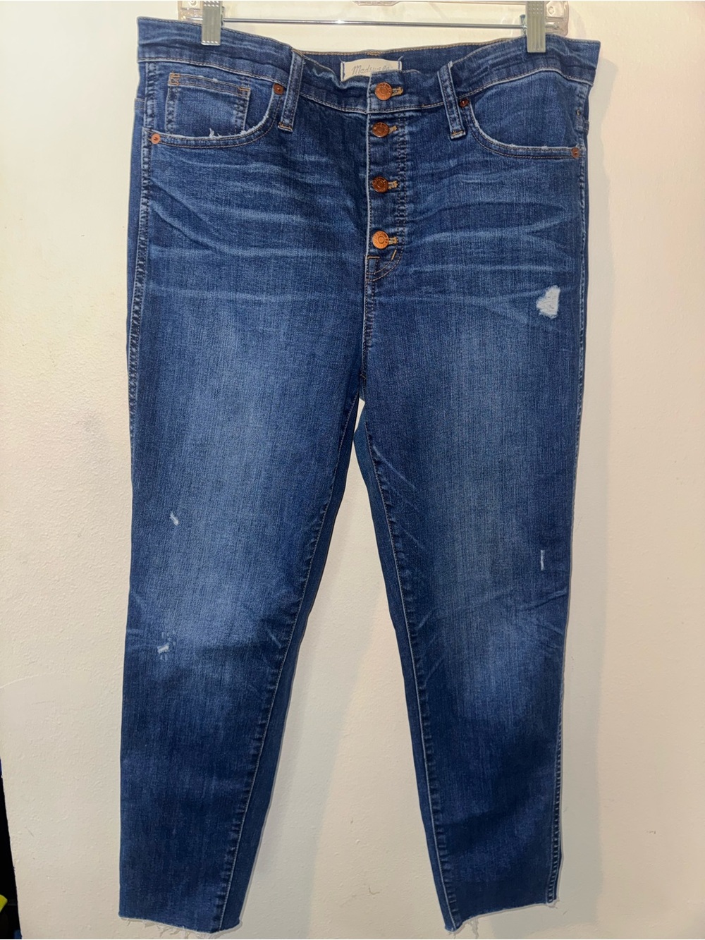 Madewell Medium Blue High-Rise Button-Fly Cropped Jeans